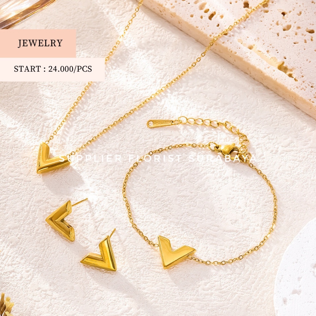 [AKSESORIES TITANIUM] ACCECORIES NECKLACE BRACELET TITANIUM PERHIASAN JEWELDY GOLD EMAS ANTI KARAT A