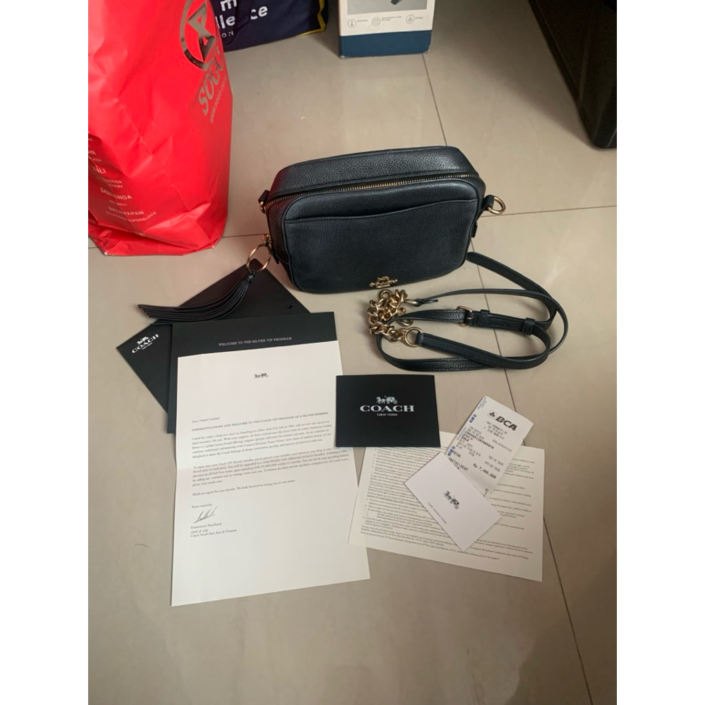 coach tas wanita hitam slingback selempang