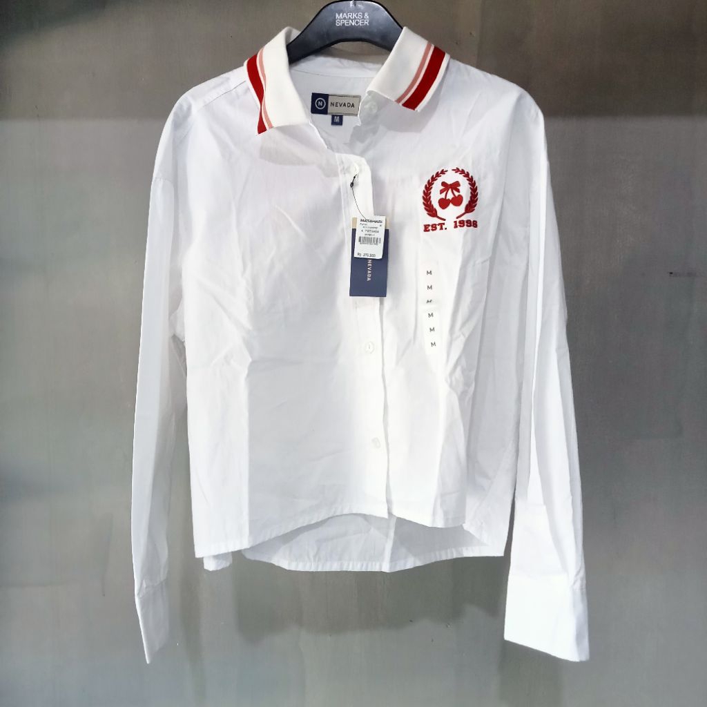 Nevada Color Red List Kaos Polo Lengan Panjang Wanita