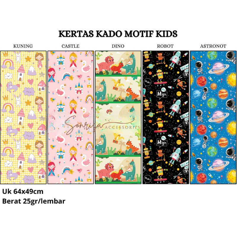 

SONRISA - Kertas Kado Aesthetic Motif Karakter Lucu 10 Lembar / Bungkus Kado Anak Doff Wrapping Paper