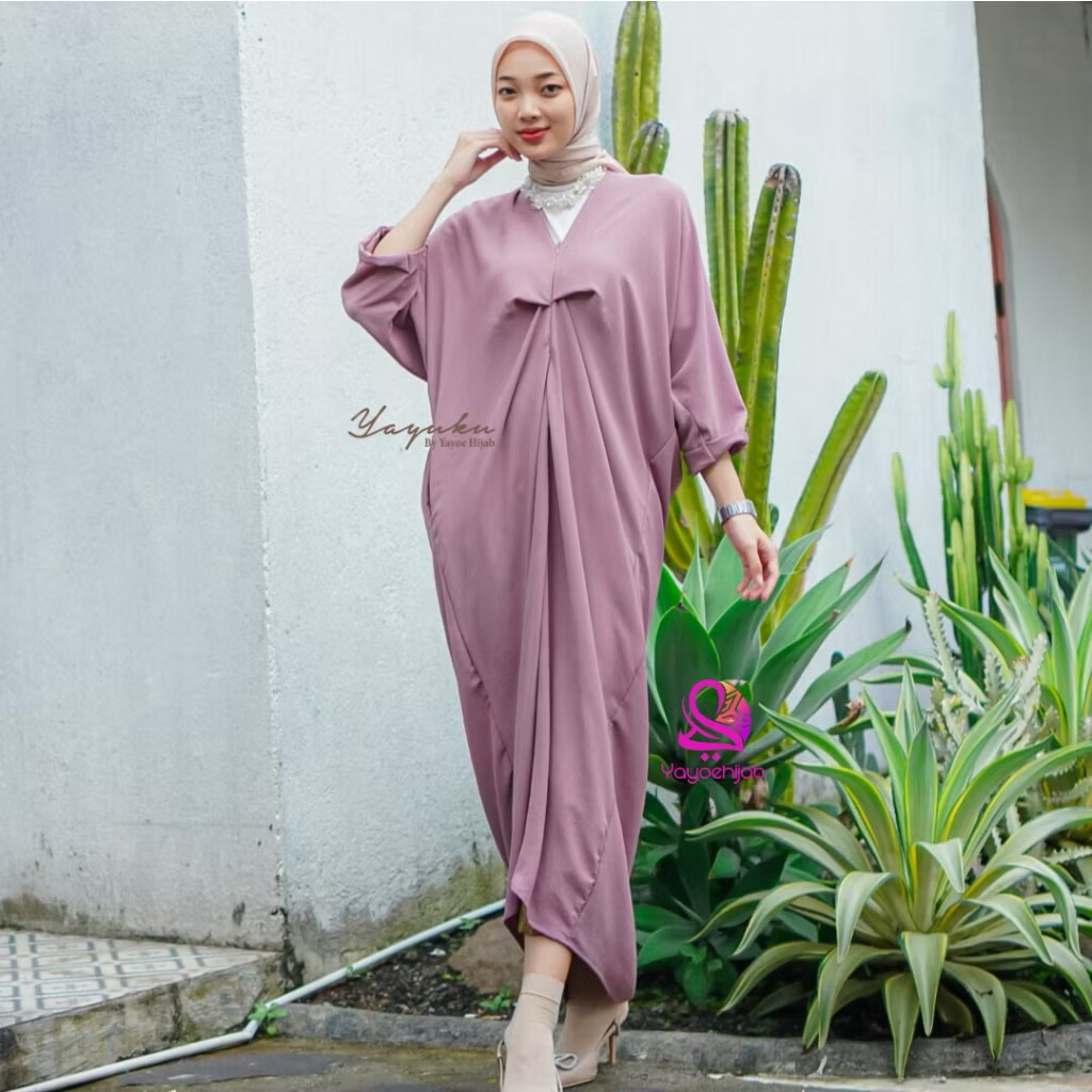 Aisy Kaftan Wanita Premium Crinckle Airflow Polos Ironless Yayuku by Yayoe Hijab