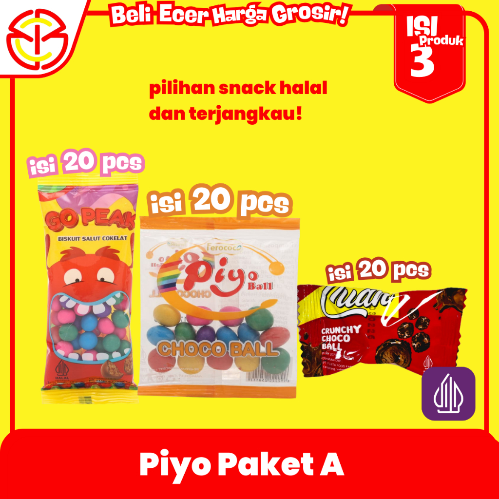 

Piyo Paket Jajan A 25K Isi 44 Cemilan Enak Murah Snack Biskuit Coklat Kue Jadul Jajanan Warung Viral