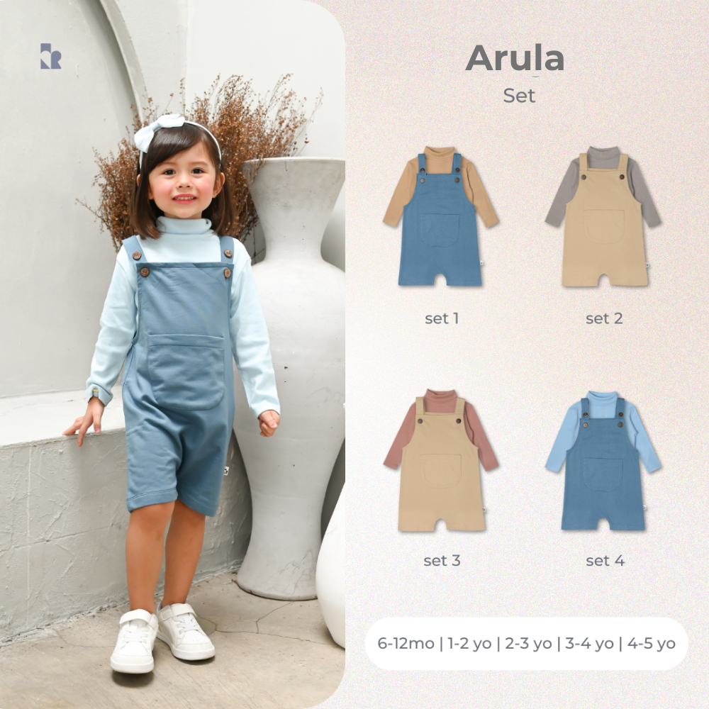 Set Overall Jumpsuit dan Kaos Lengan Panjang Anak Perempuan Laki-Laki 1-5 Tahun