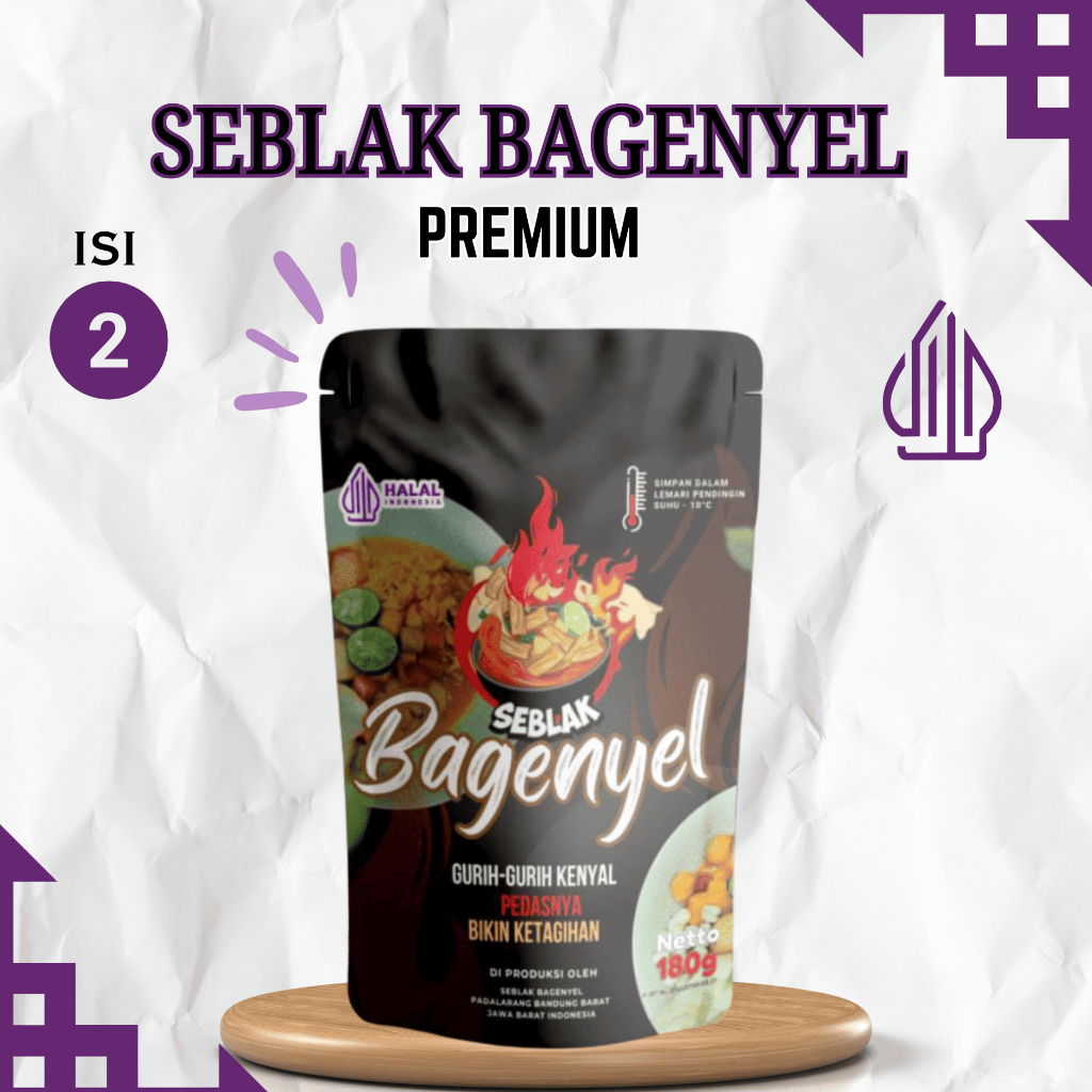 

SEBLAK BAGENYEL PREMIUM Paket Isi 2 – Seblak Instan Pedas Gurih Kenyal Halal 2x180gr