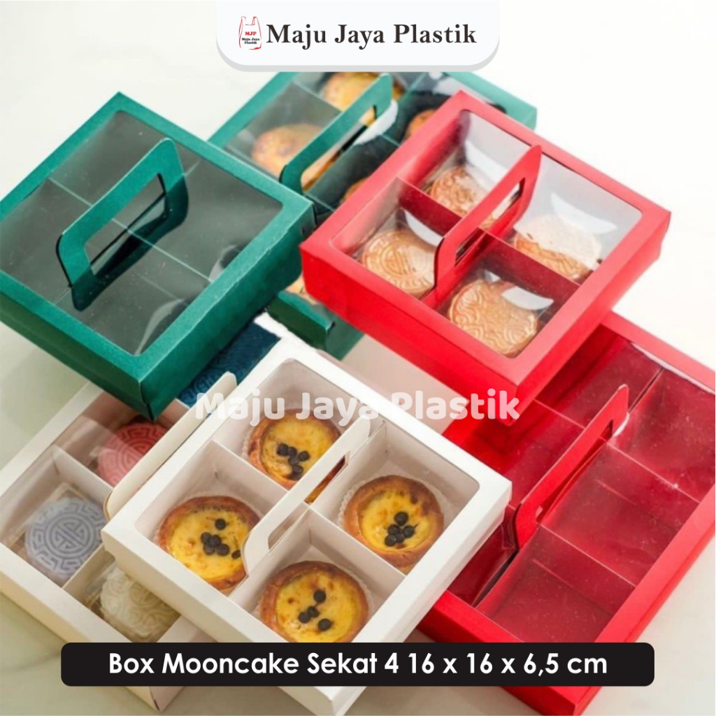 

Box Mooncake Sekat 4 Kotak Kue 16x16x6,5 cm Packaging Hampers Kue Tart Bakpia Brownies