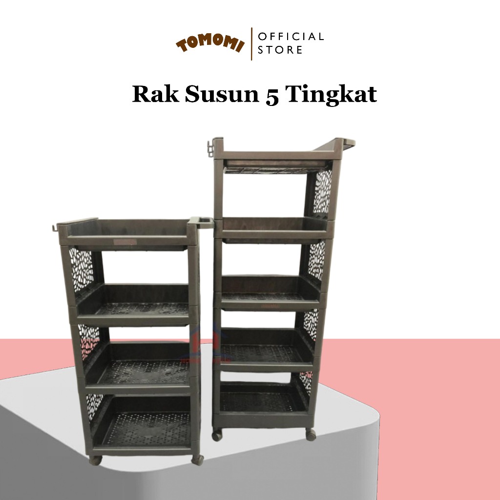 Rak Yoyo 5 Tingkat Serbaguna Murah / Rak Susun Pastik Dengan Roda