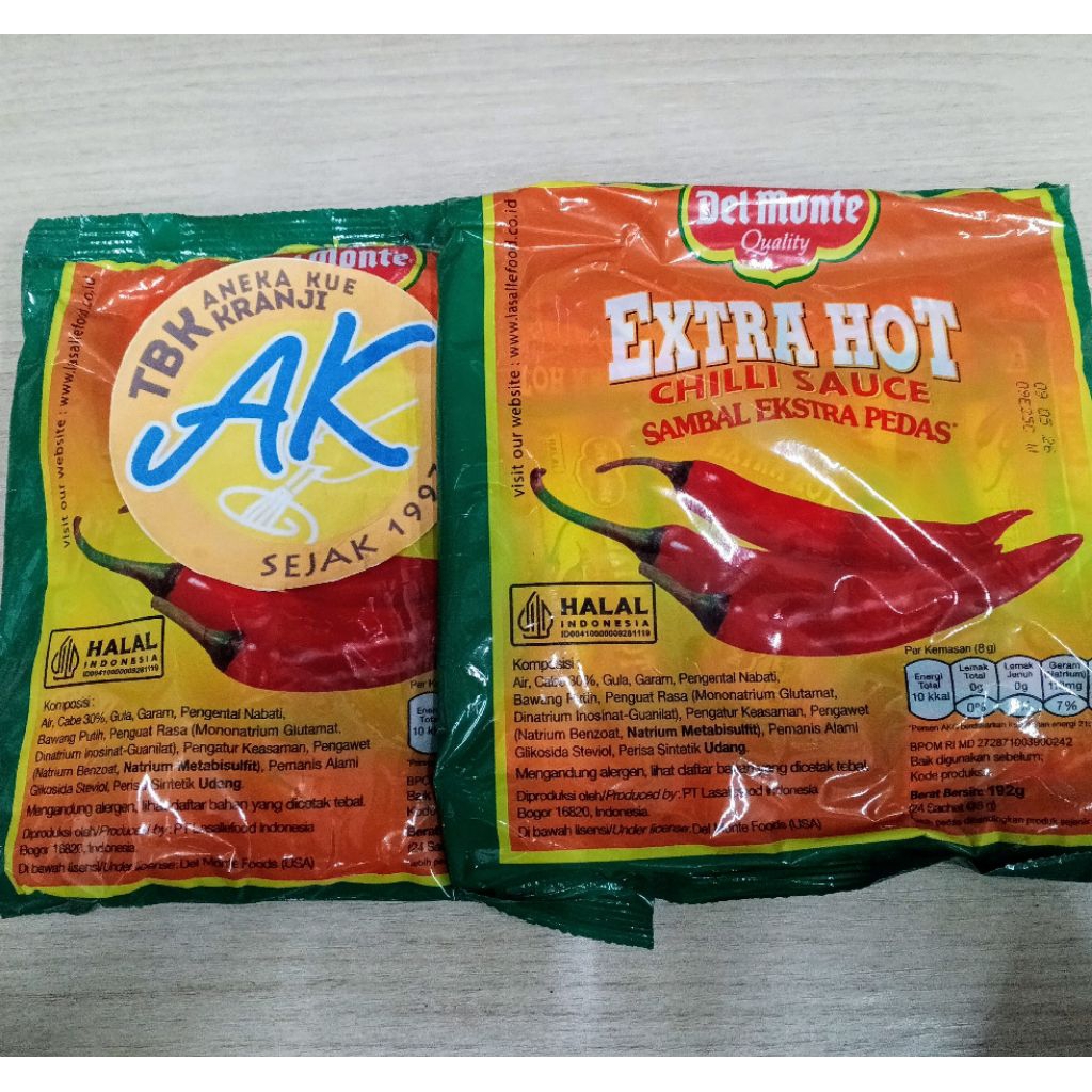 

Delmonte saus saos SACHET extra hot 8gr isi 24pcs