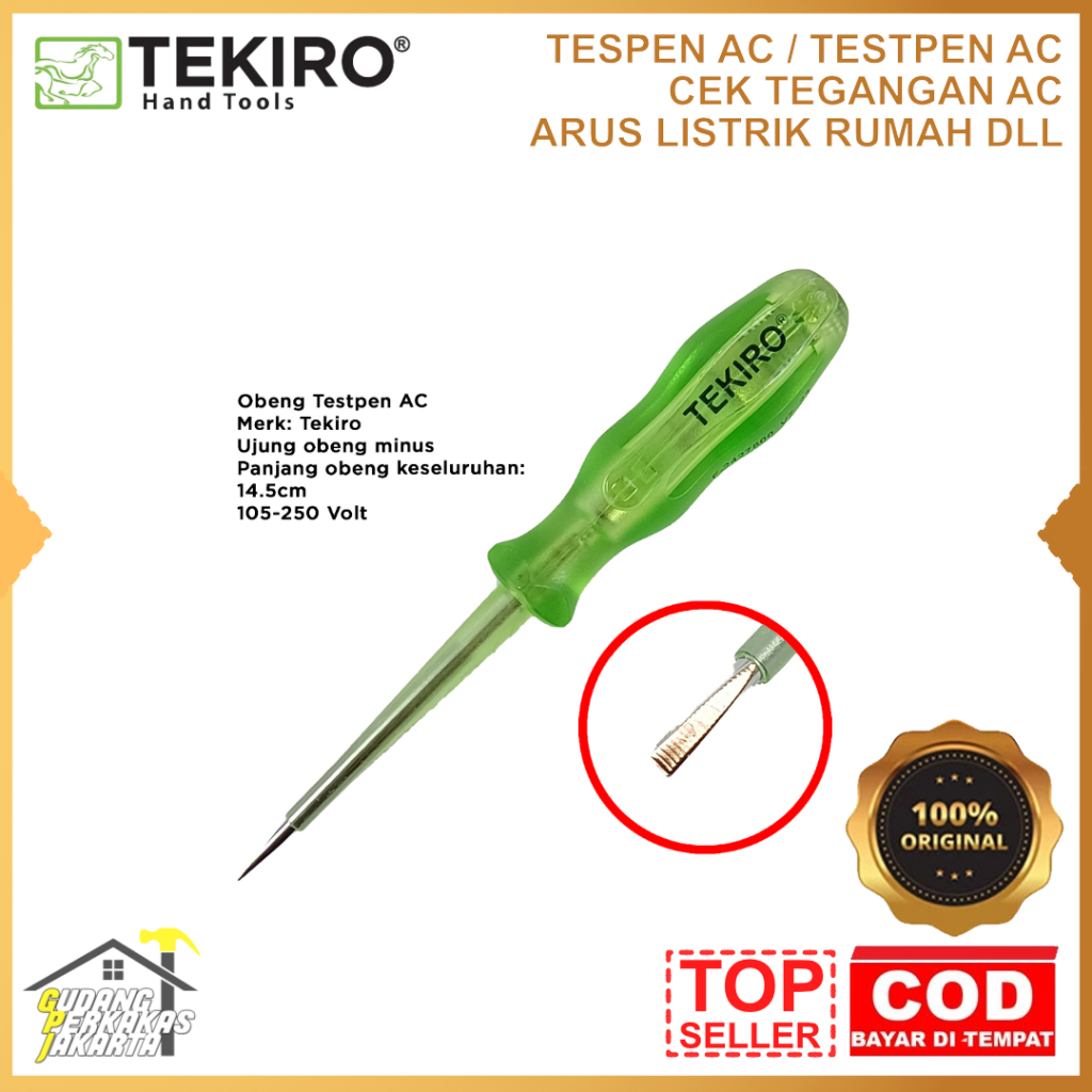 TEKIRO TestPen AC Tespen AC / Obeng Tespen Ac Tester Pen Tespen listrik
