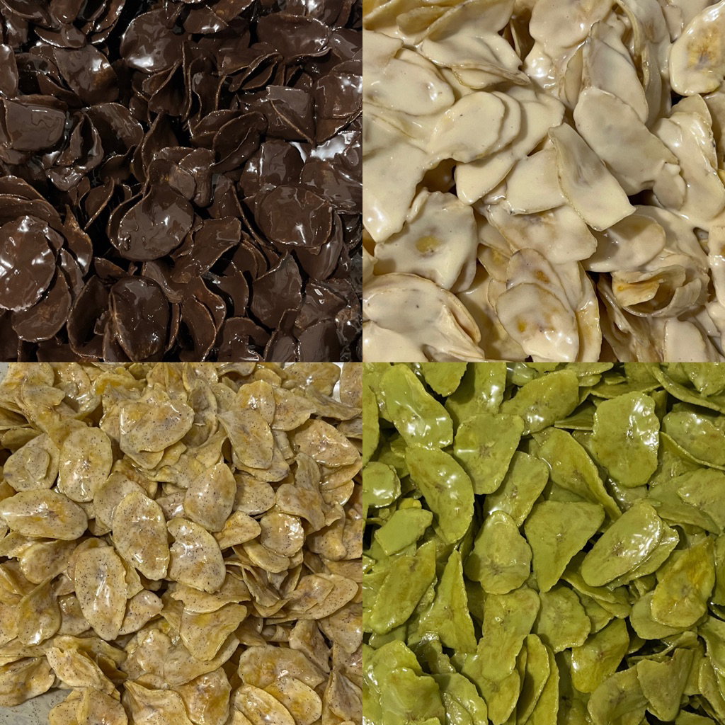 

Keripik Pisang Lumer 200gr Varian semua rasa Cokelat Tiramisu Matcha Cheesy Almond