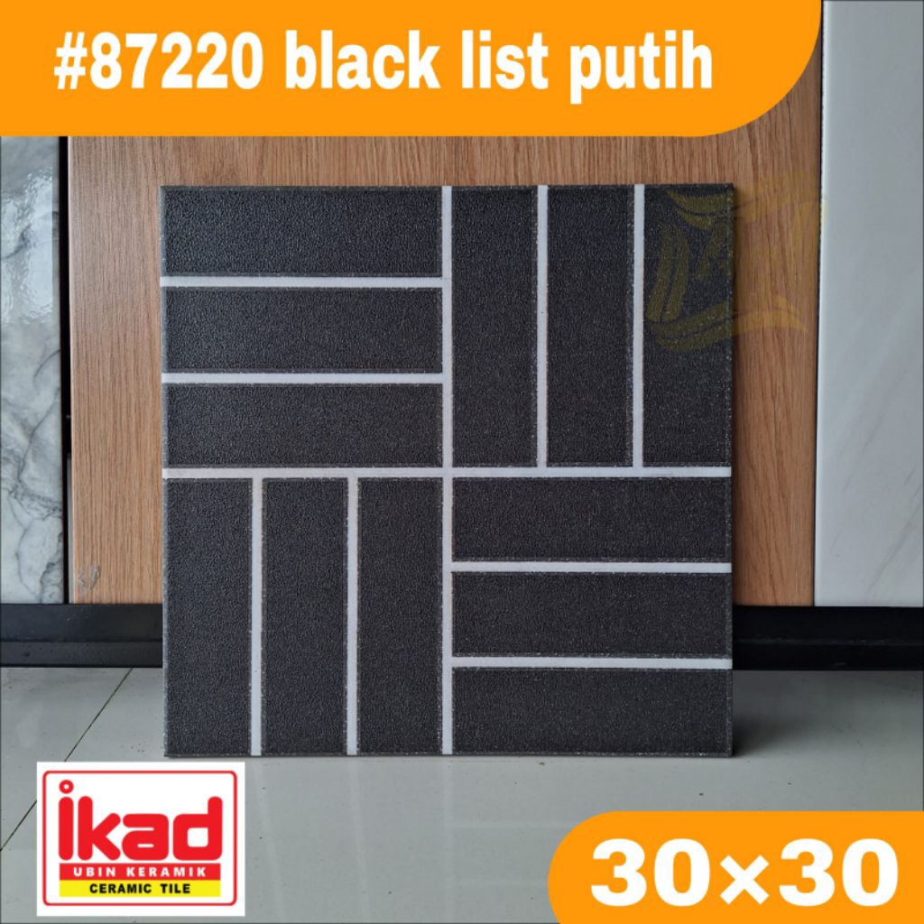Keramik lantai murah kasar 30×30 IKAD 87220 black keramik lantai kamar mandi, garasi, carport