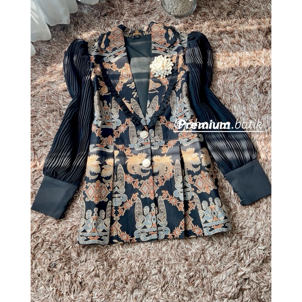 Blazer Atasan Batik Papua Wanita Katun | Blus Katun Batik Kerja Wanita Fashion