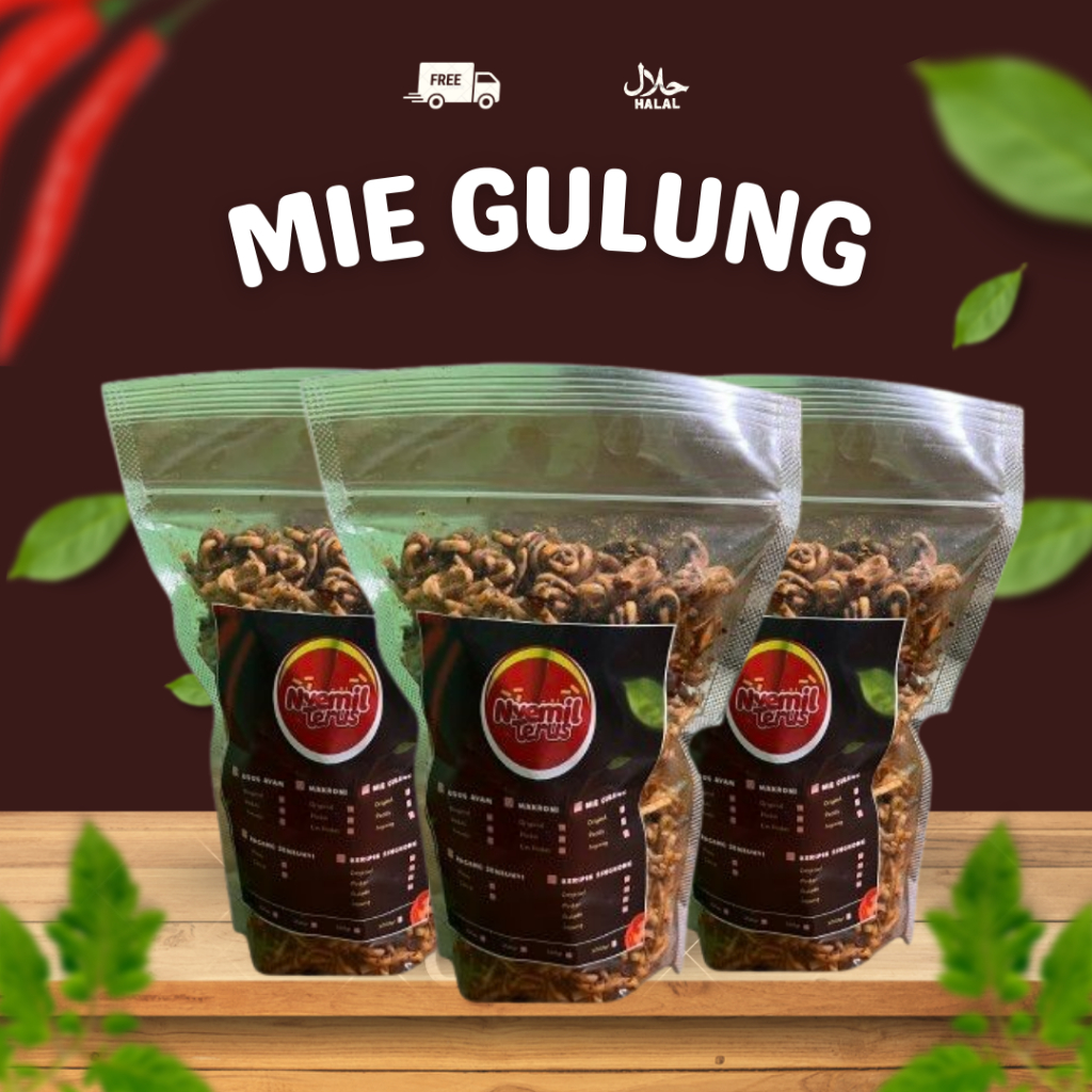 

mie gulung premium - original,pedas,ext pedas - 500gr / 1kg cemilan renyah untuk keluarga & lebaran