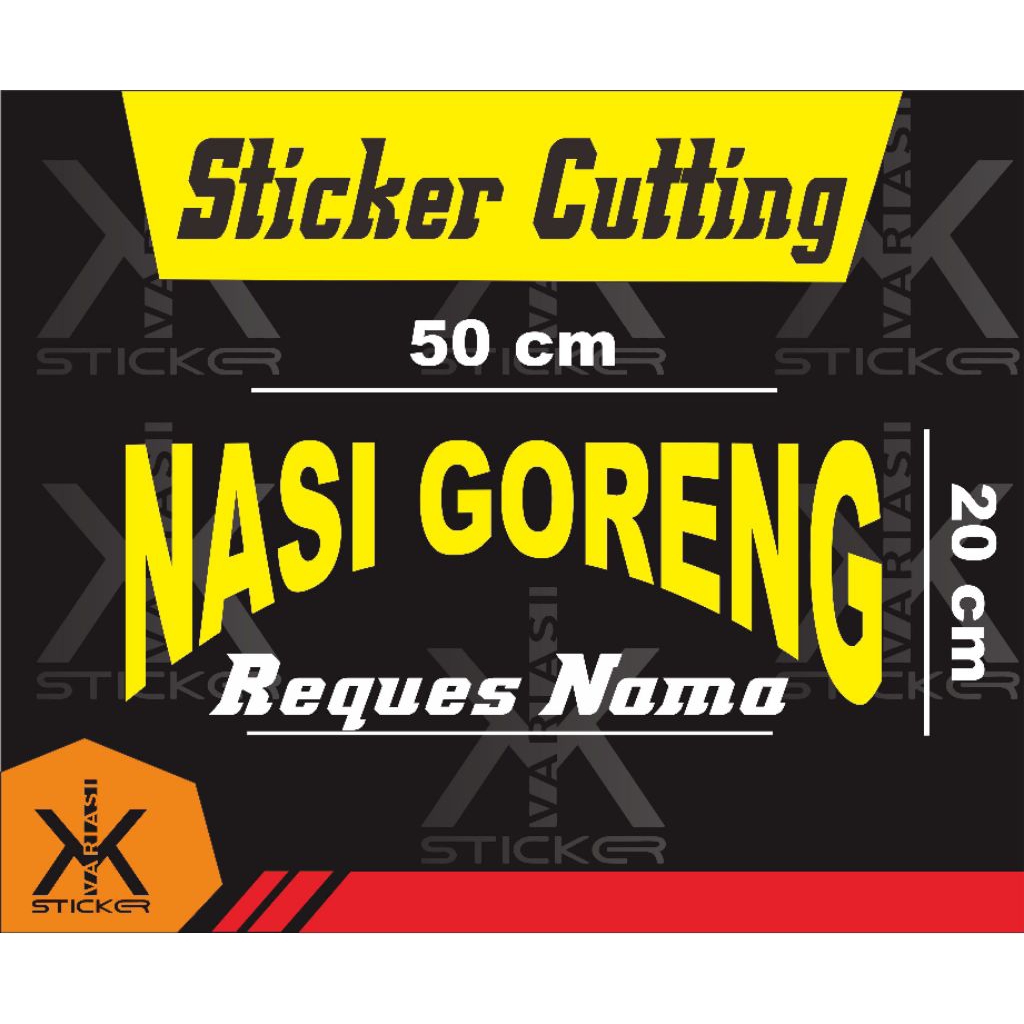 

stiker kating tulisan NASI GORENG ukuran, 50 x 20