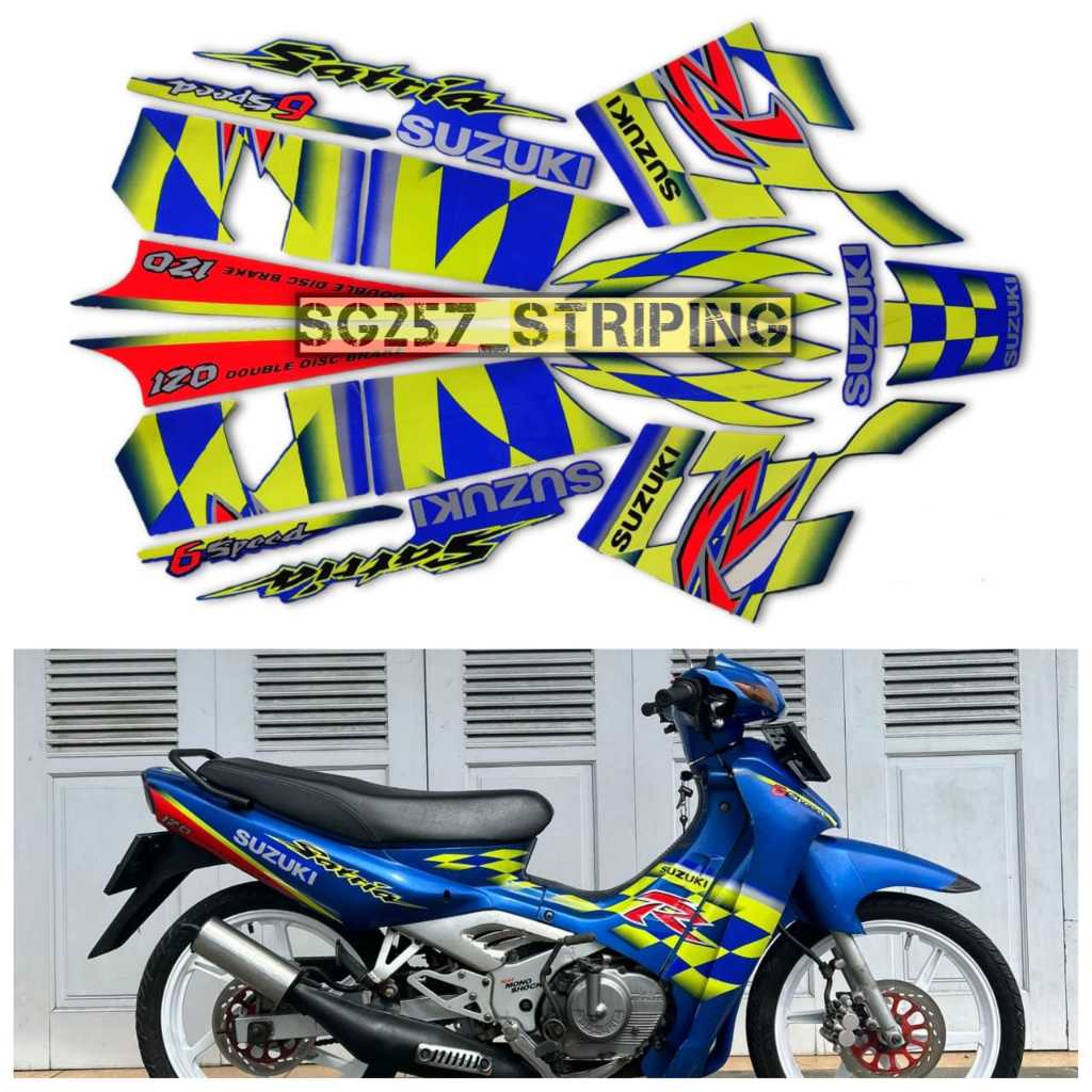 Striping Stiker Motor Suzuki Satria R Lumba 2003 Kenny Roberts Biru Standar Berkualitas