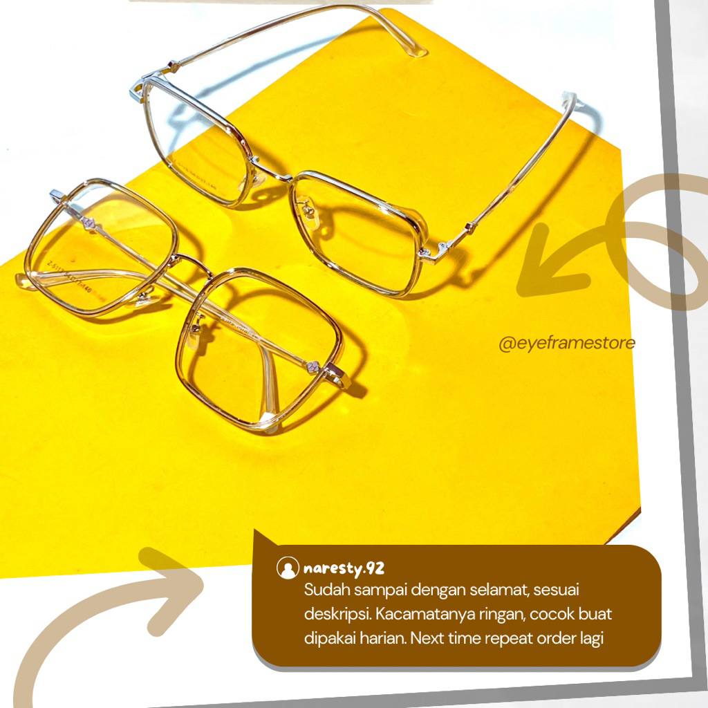 Kacamata Kotak Photocromic Anti radiasi Terima Resep Minus Bluecromic SL125