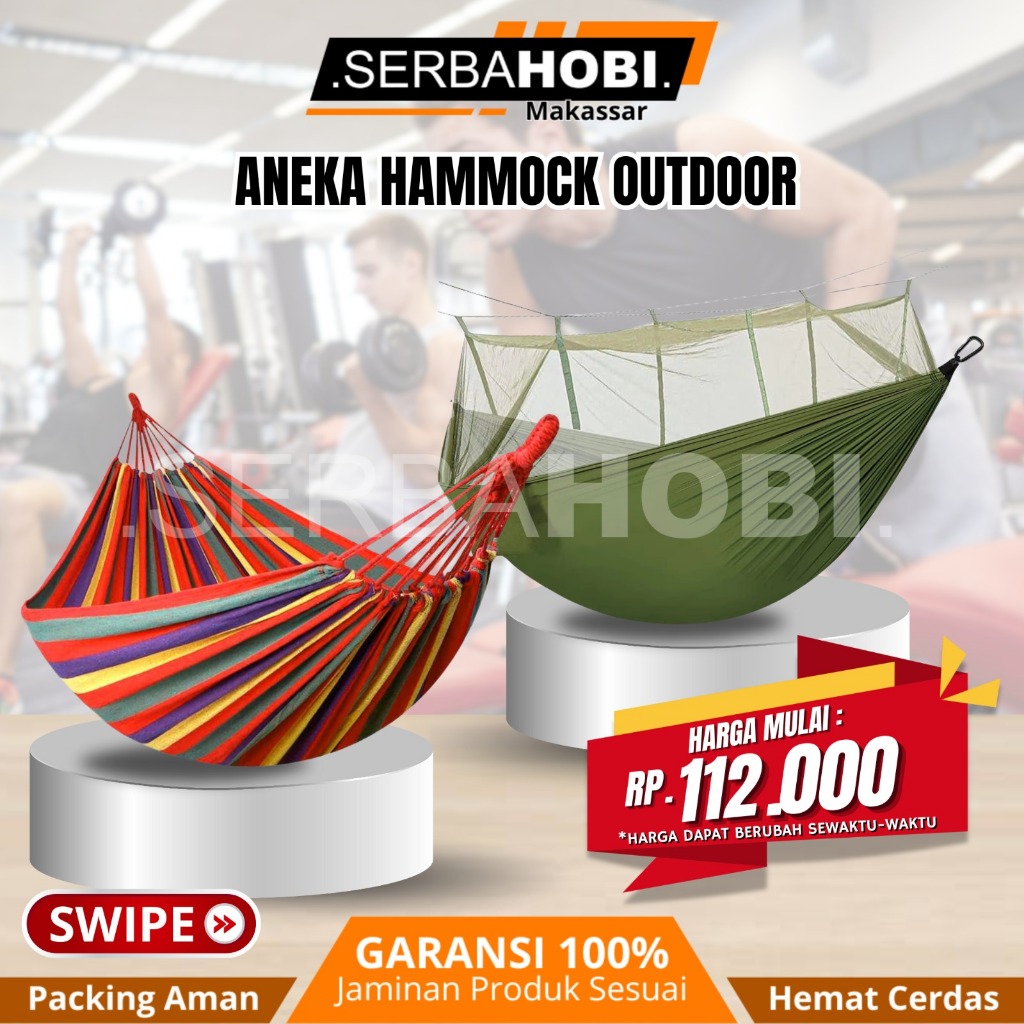 Hammock Outdoor / Hammock Dengan kelambu kain parasut / Hammok Camping