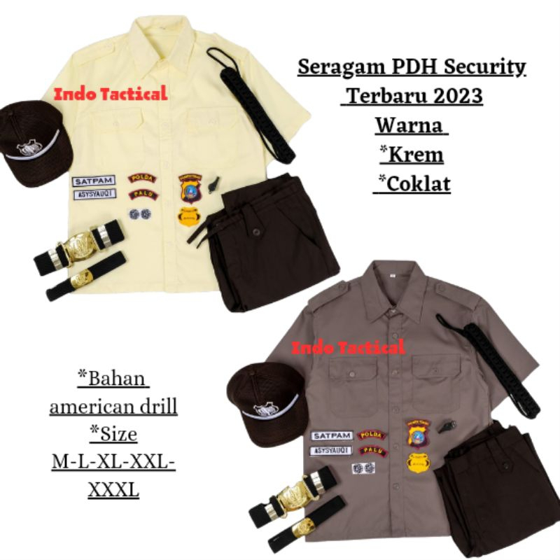 BAJU SERAGAM SATPAM CREAM TERBARU BAJU SERAGAM COKLAT BAJU PDH CREAM PDH COKLAT LENGKAP BAJU SATPAM