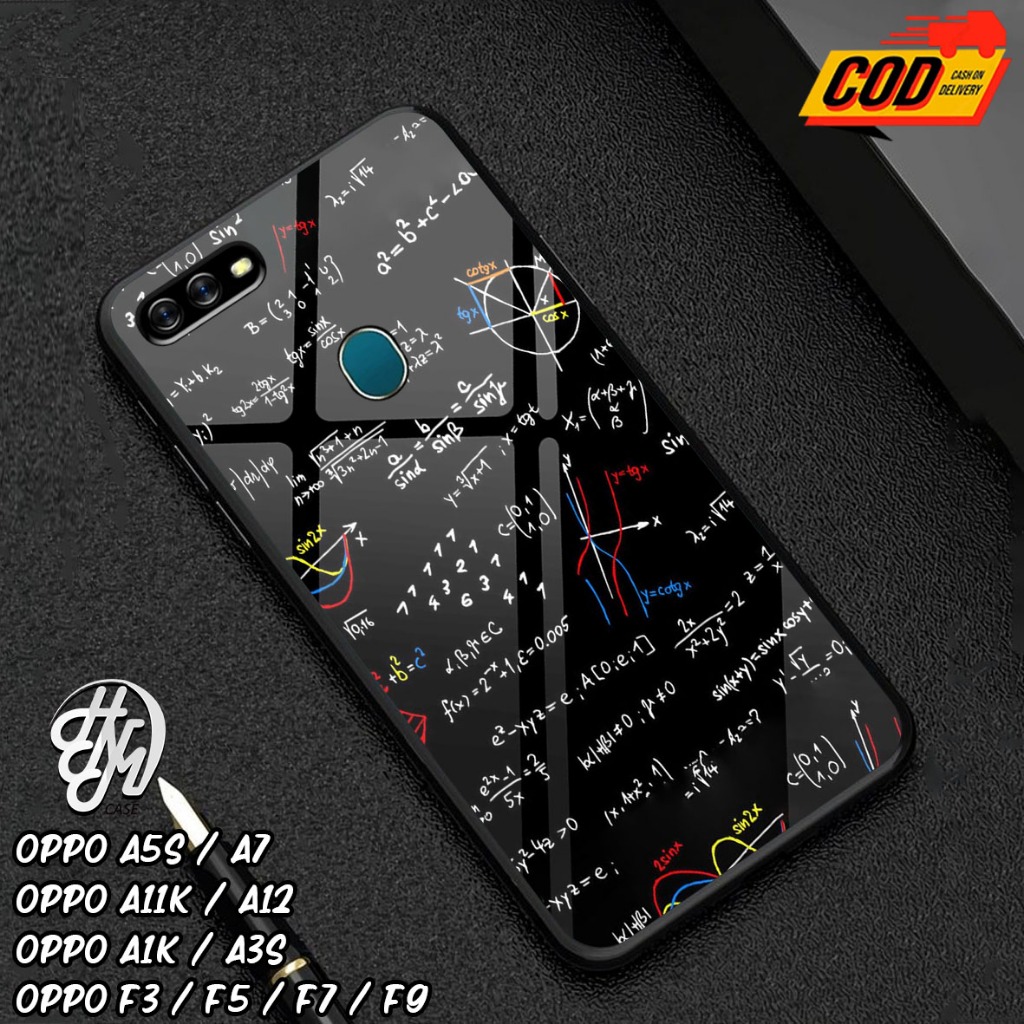 Casing Hp Untuk Oppo A5s /A7 / A11K / A12 / A1K / A3s / F3 / F5 / F7 / F9 - Fashion Rumus Matematika
