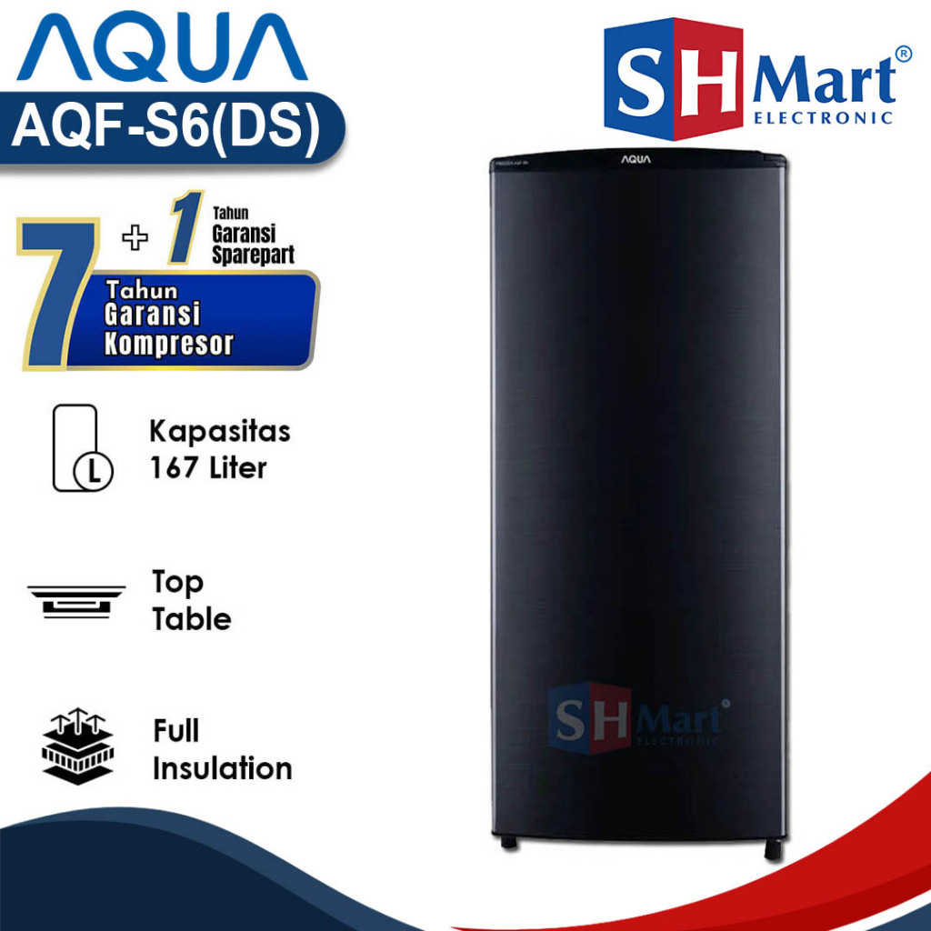 KULKAS FREEZER AQUA 6 RAK AQF-S6DS / AQFS6DS DARK SILVER GARANSI RESMI (MEDAN)