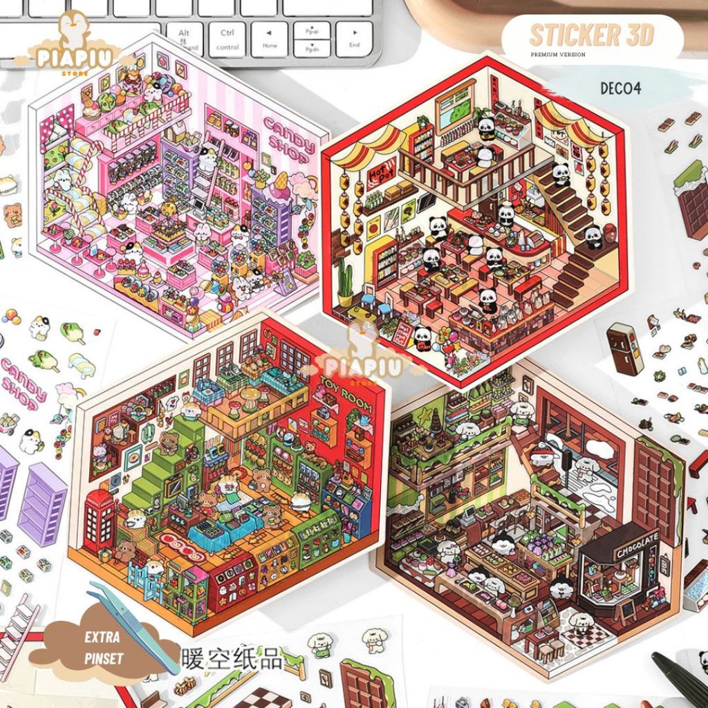 

STICKER 3D Premium DIY Deco 4 Decoration STICKER susun Creative Mainan Anak Unik COD Viral Korea
