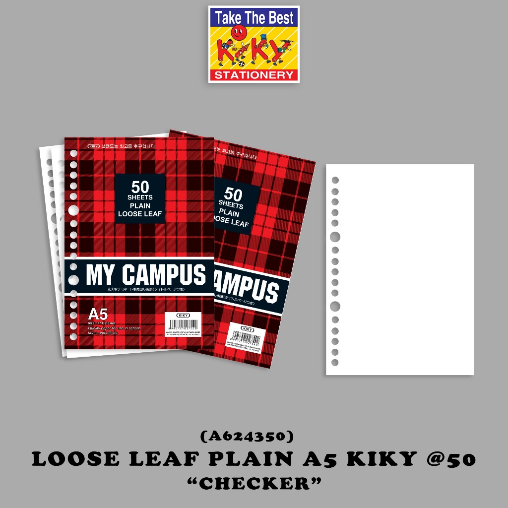 

KIKY Loose Leaf /Kertas File Putih Tanpa Garis Ukuran A5 50 Lembar
