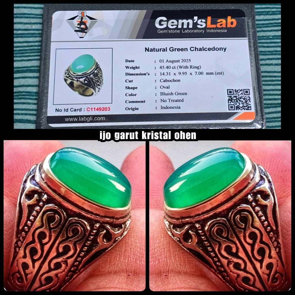CINCIN BATU KRISTAL IJO GARUT OHEN KRISTAL + MEMO LAB
