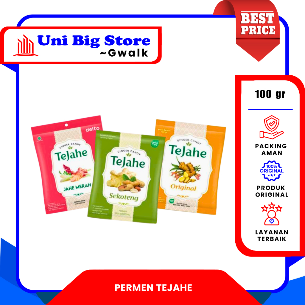 

PERMEN TEJAHE ORIGINAL - JAHE MERAH - SEKOTENG HABBATUSSAUDA - 100 gr