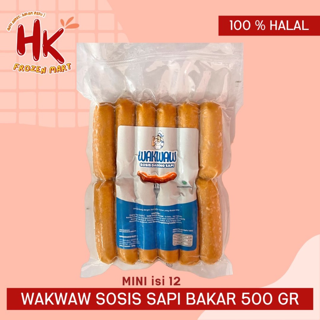 

Wakwaw Sosis Sapi Bakar Mini isi 12pcs | beef sausages HK Frozen Mart