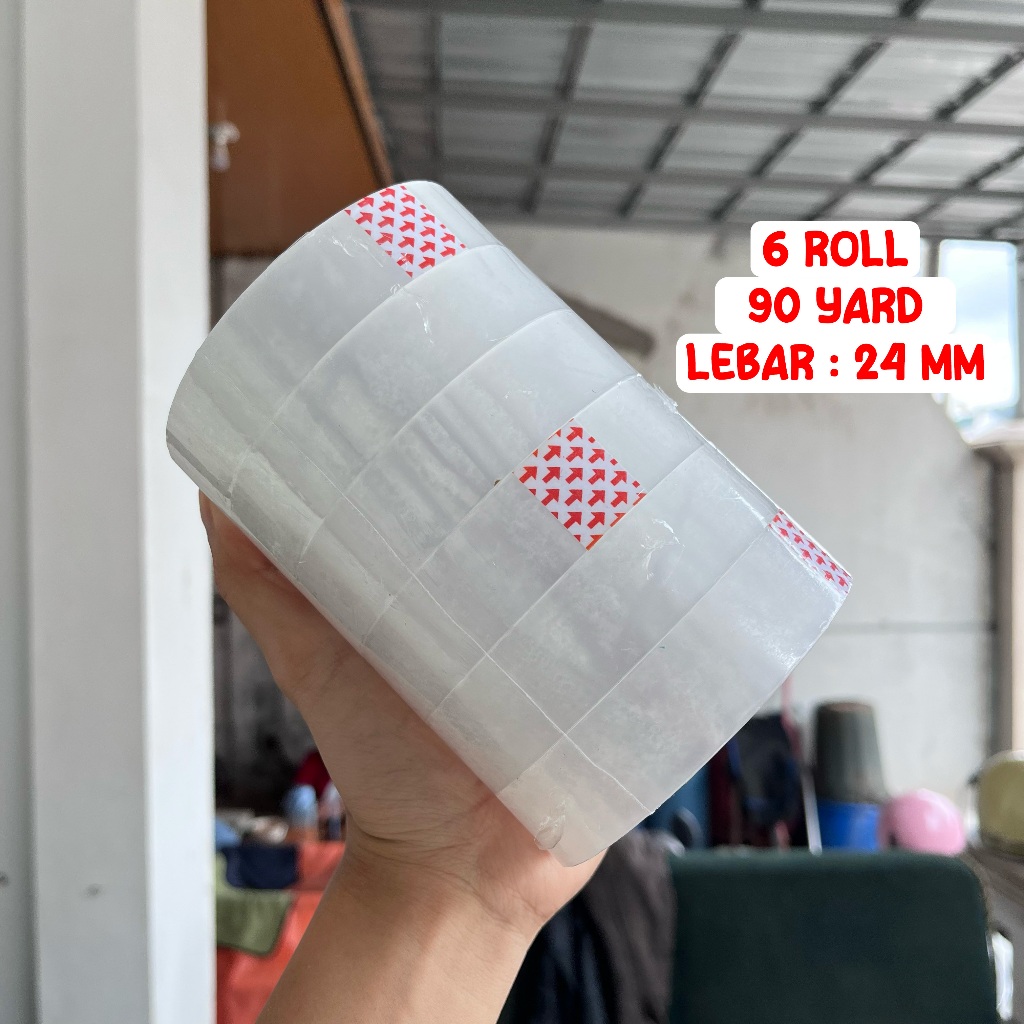 

6 Roll Lakban Bening 24mm 90 Yard - Tape Perekat Serbaguna Grosir Paketori
