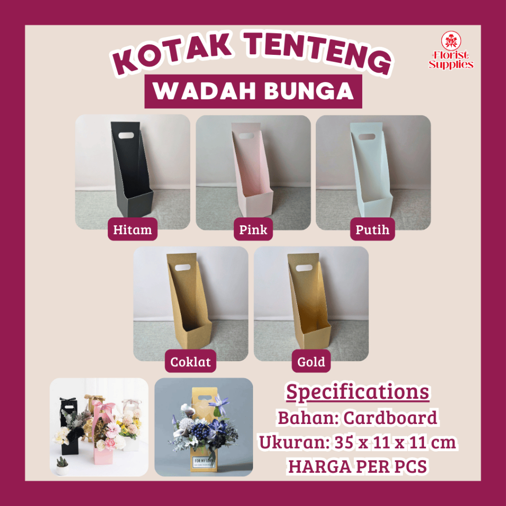 

Kotak Bunga Tenteng/ Box Bunga Tenteng/ Bloom Box Bunga/ Flower Box/ Flower Bag/ Tas Bunga Kotak