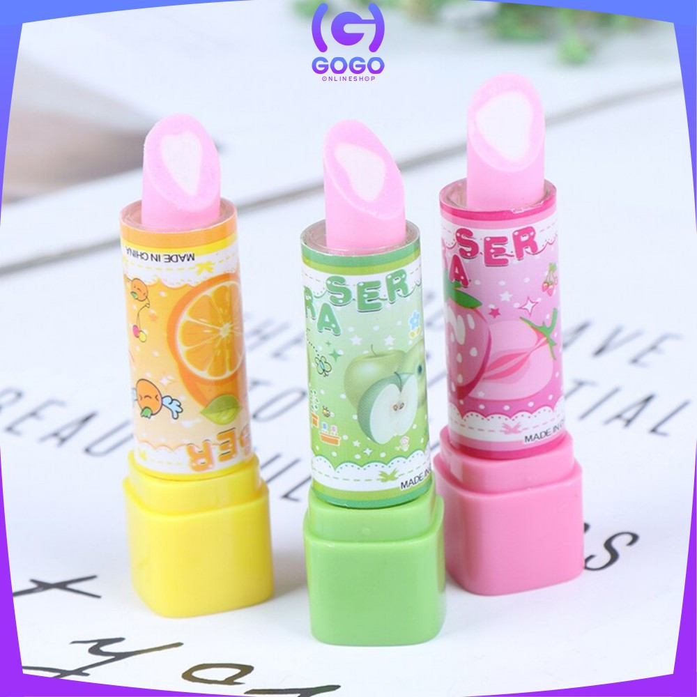 

EC GOGO-A70 Penghapus Model Lipstik Karakter Buah Random / Penghapus Pensil Eraser Buah Warna Warni Lucu / Penghapus Pensil Eraser Fruits Import