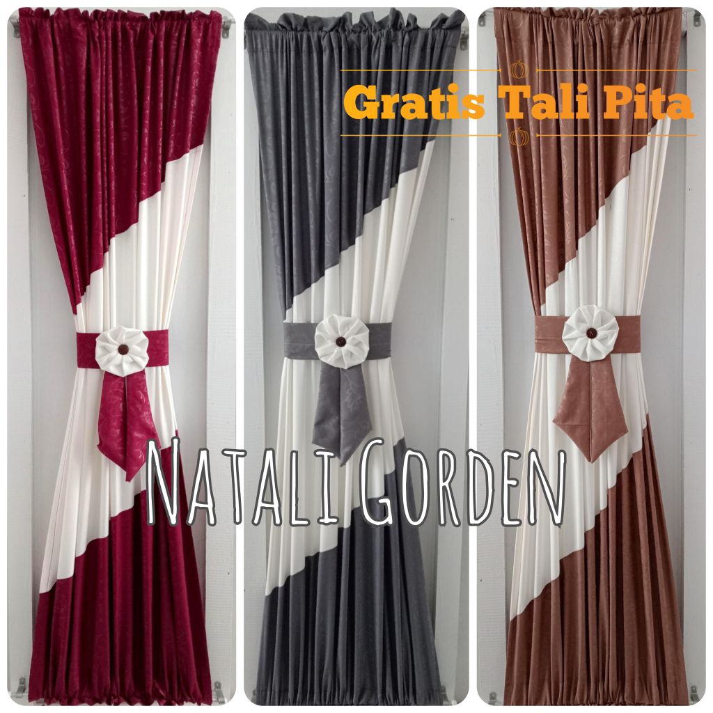 N-shop Gorden kupu kupu kombinasi ikat tengah tebal/ Gorden minimalis estetik untuk jendela ruang ta