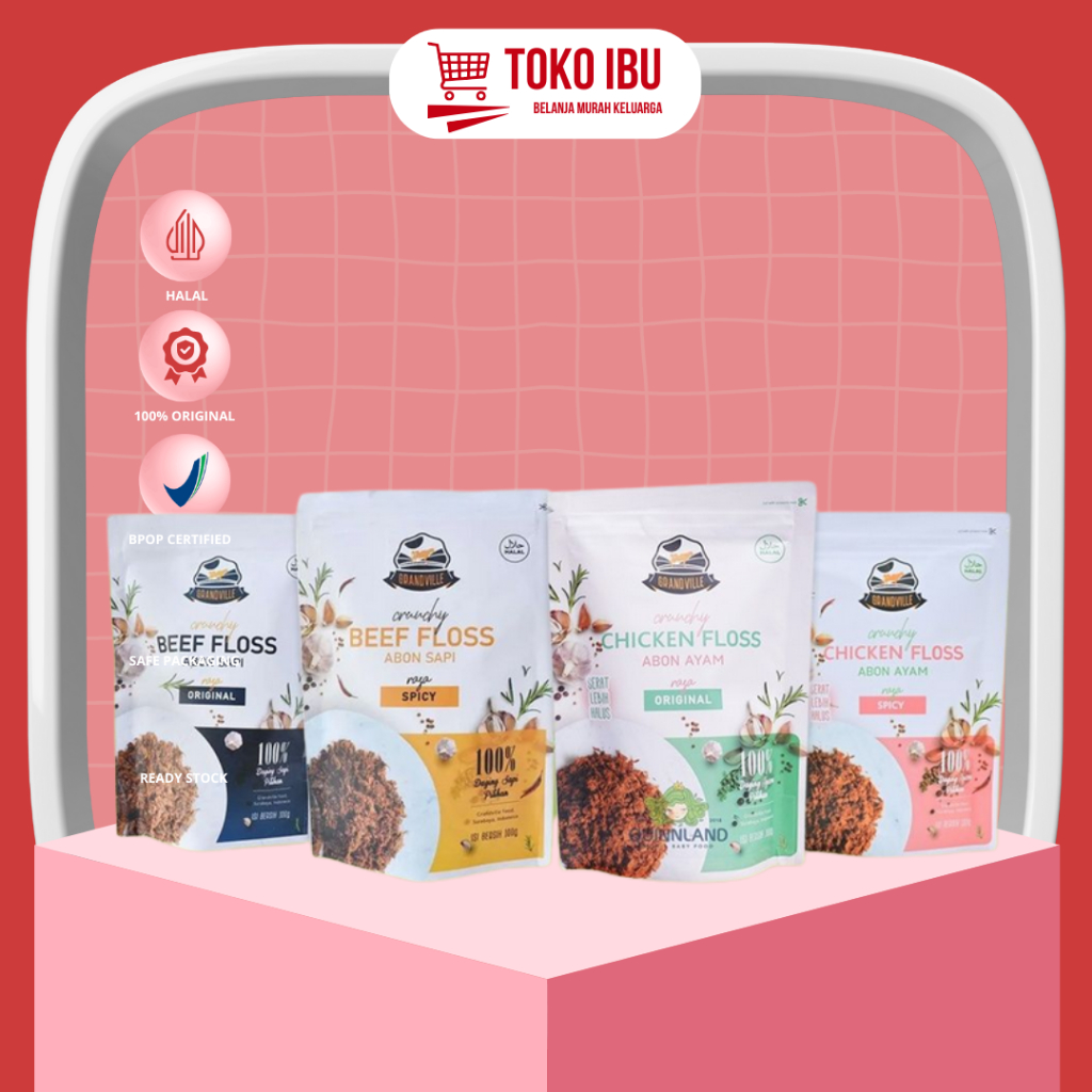 

Grandville Crunchy Chicken Floss Abon Ayam - Crunchy Abon Sapi| Rasa Original - Pedas Spicy