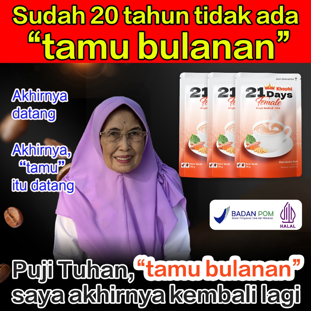 

21Days Female Coffee kopi wanita secret Kunyit, Kacip Fatimah, Daun Sirih