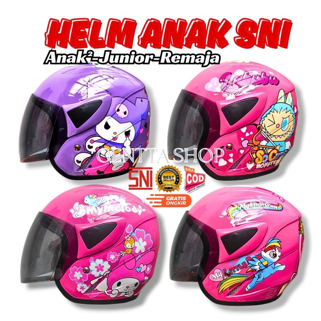 VTR SNI Helm Anak Perempuan Glossy SD SMP Junior Remaja ABG 4-15Tahun