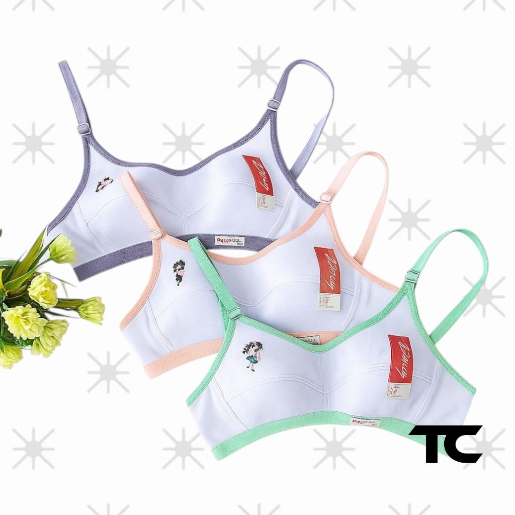 PROMO 6 Pcs BH Cewek Remaja Bahan Katun BH Cewek Busa Tipis  Nyaman Di Gunakan Tuk Kegiatan Seharian