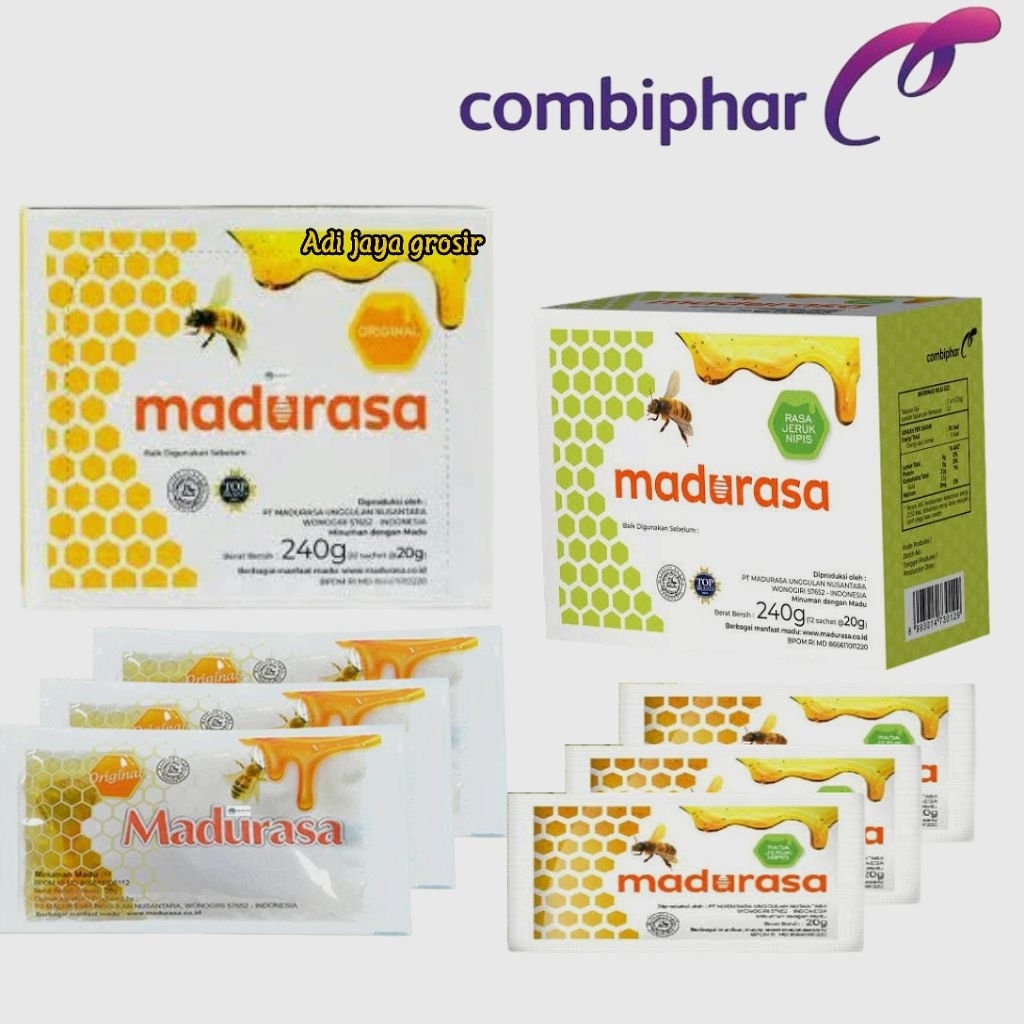 

Madurasa Madu Rasa Combiphar 240 Gram Syrup 1 pack berisi 12 sachet - Madu Segar original dan Ekstrak Jeruk Nipis Praktis Untuk Makanan Dan Minuman