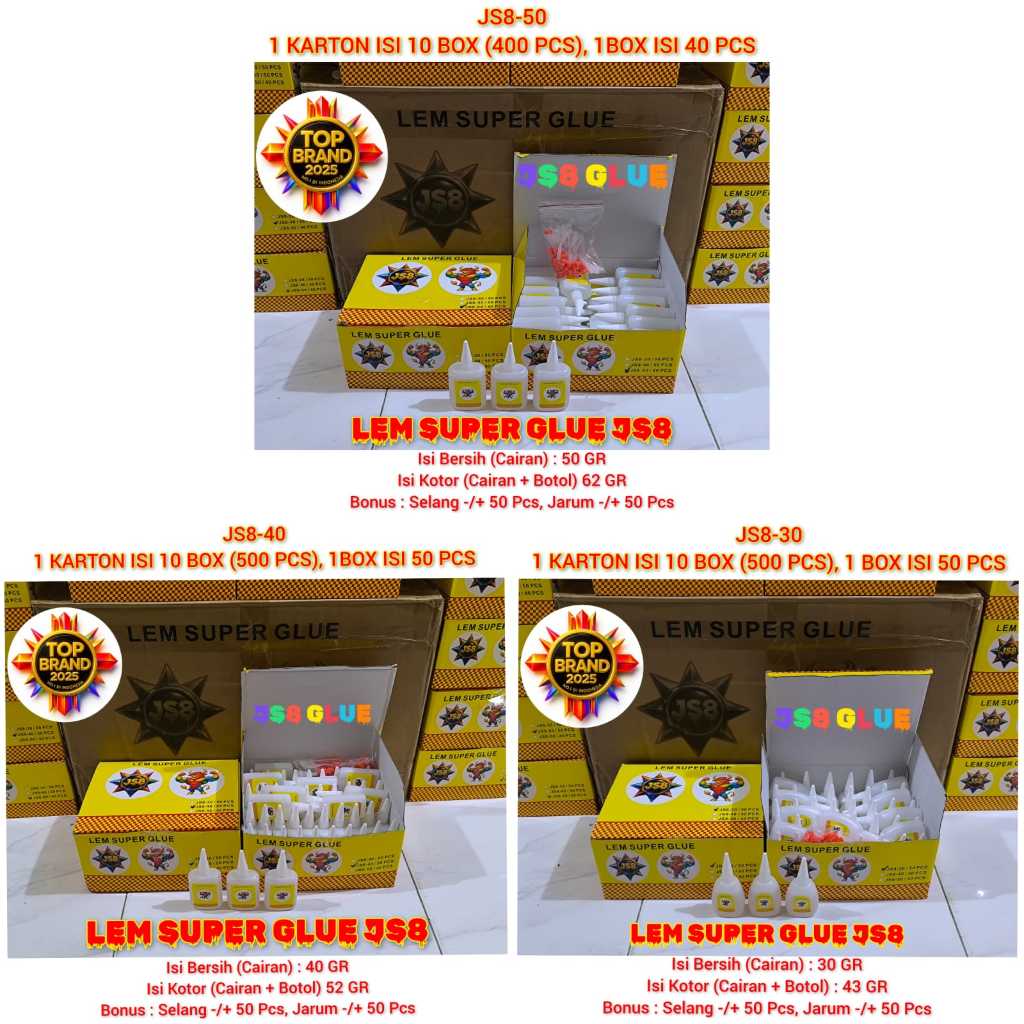 

JS8 JUMBO BANTENG BESAR SUPER KUAT BAGUS LEM KOREA SETAN POWER GLUE ALTECO 30GR 40GR 50GR