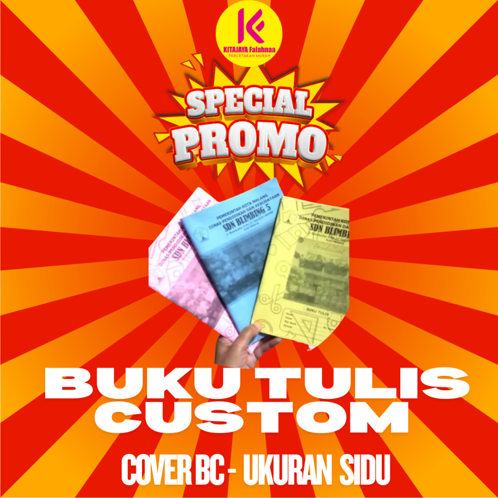 

Cetak Buku Tulis Custom Cover BC 1 Warna Kebutuhan Sekolah (Buku Tulis, Kotak, Gambar Penghubung, Tugas, Halus)