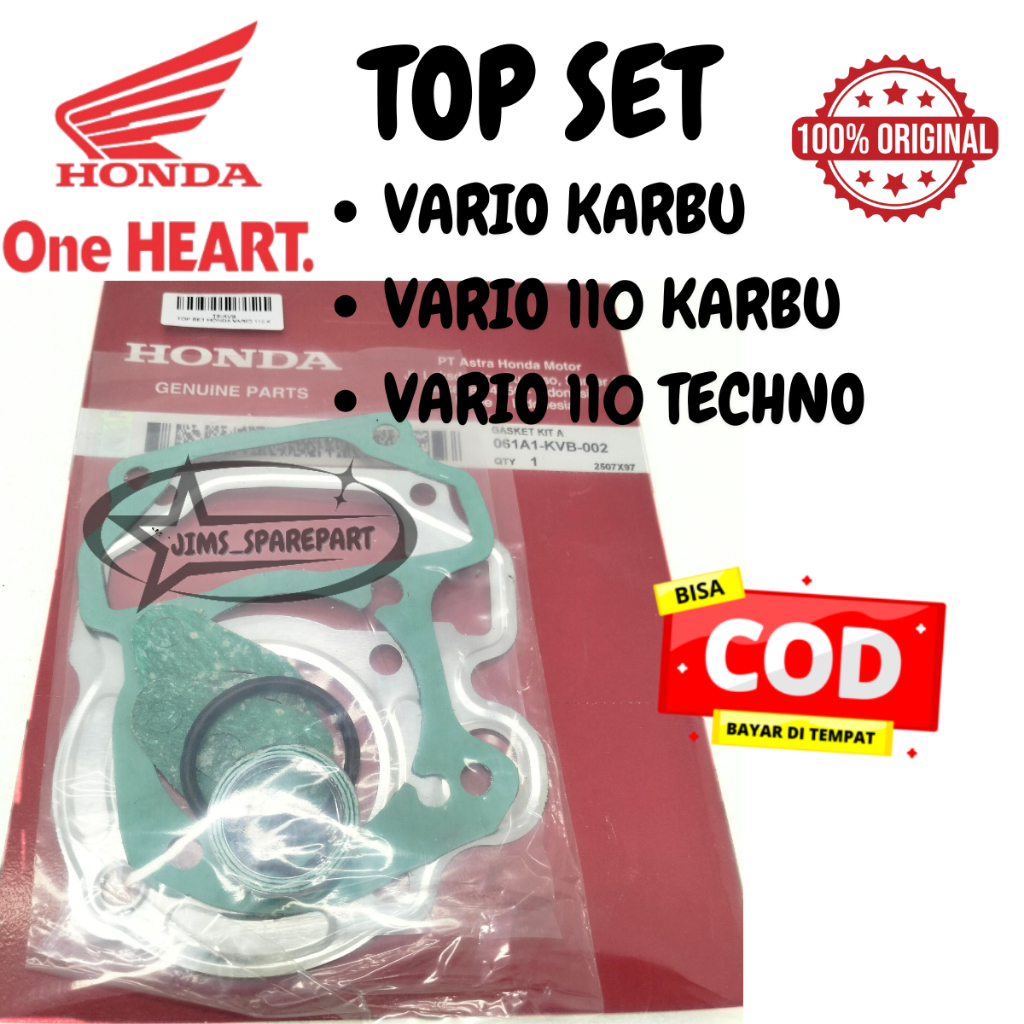 TOP SET TOPSET HONDA KVB VARIO 110 TECHNO KARBU PAKING GASKET KUALITAS ASLI ORI AHM HGP PACKING MESI