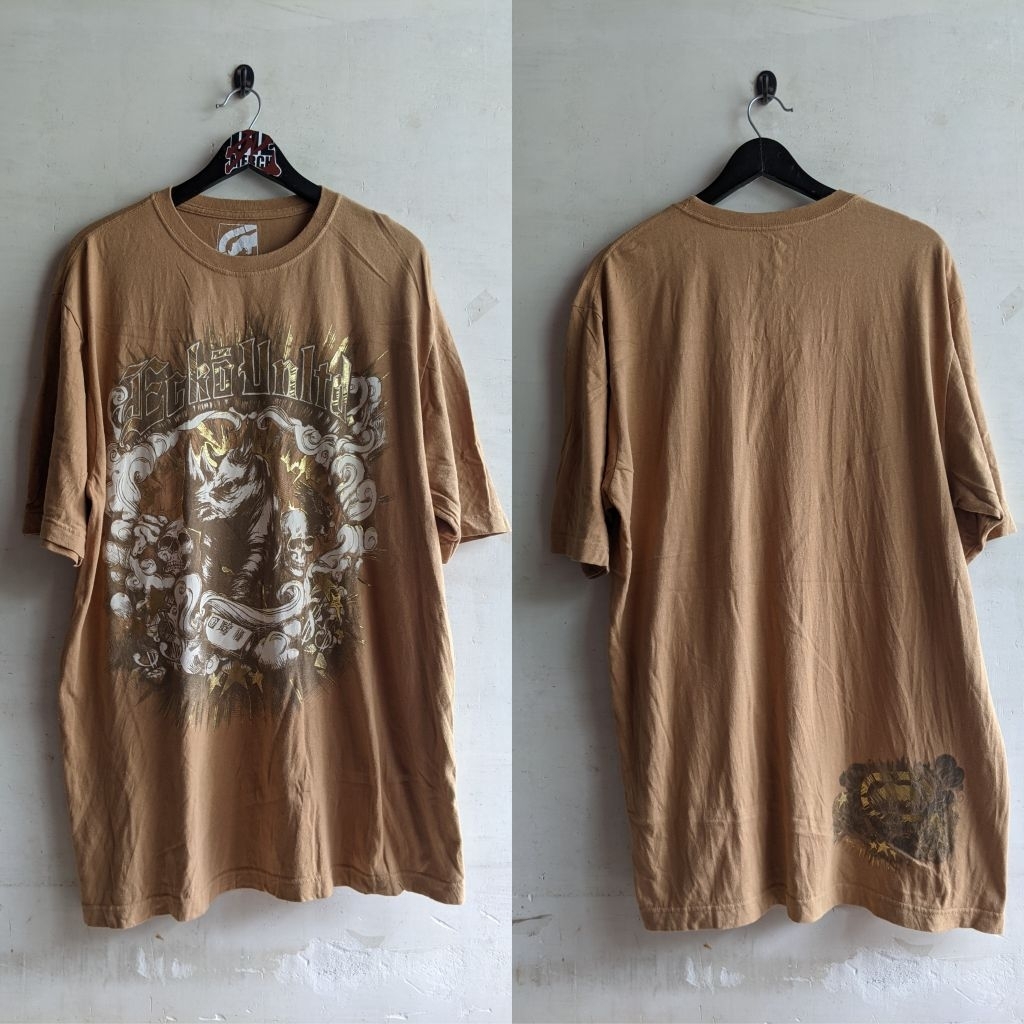 (Kaos Branded) Ecko Unltd "Rhino Skull" Tricolors Print Brown Tee