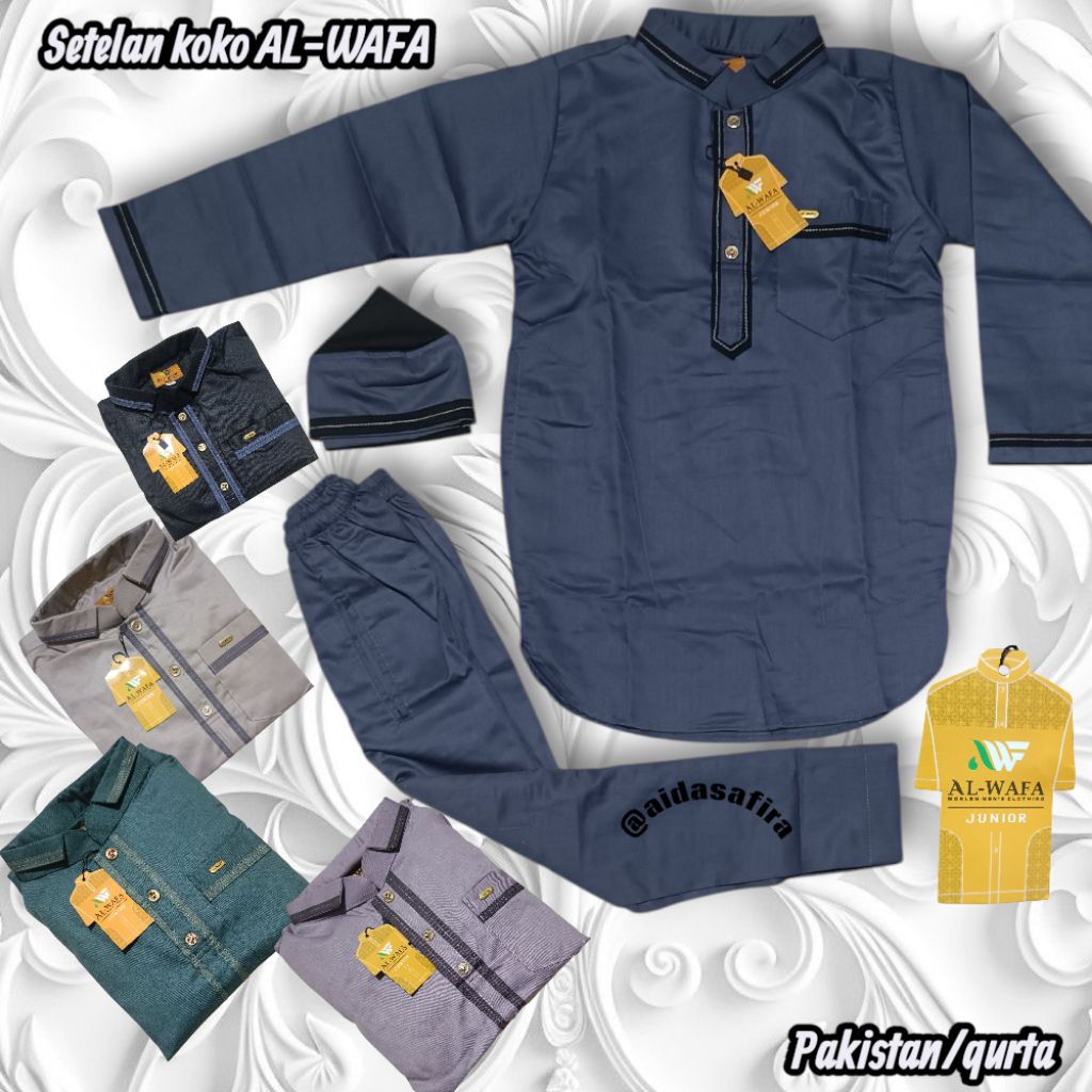 (AL-WAFA JUNIOR) SETELAN KOKO ANAK AL-WAFA TANGAN PANJANG/SETELAN KOKO AL-WAFA QURTA TANGAN PANJANG