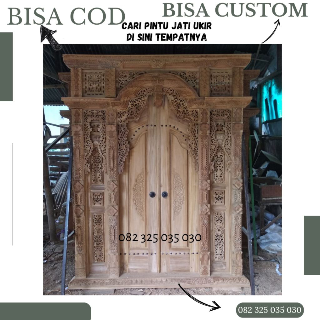 Pintu Gebyok Kayu Jati Ukuran Custom 2m 2,5m 3m