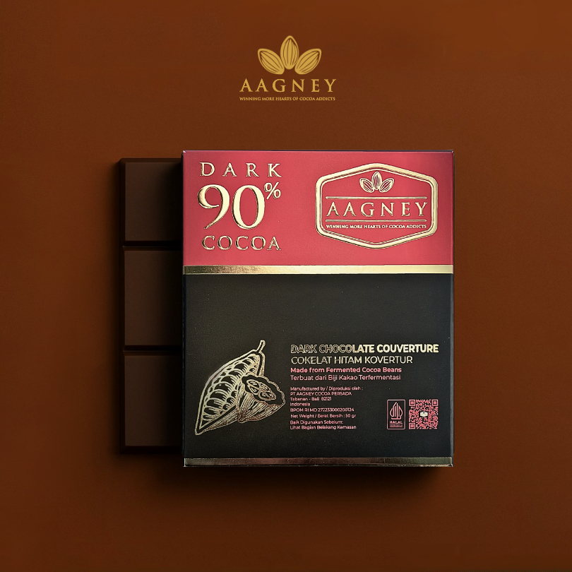 

Aagney Chocolate Couverture Dark 90% Cocoa 50gr | Cokelat Bali - Aagney Cocoa
