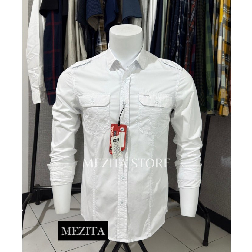 Kemeja Safari Slimfit Pria Cardinal J3012 Putih