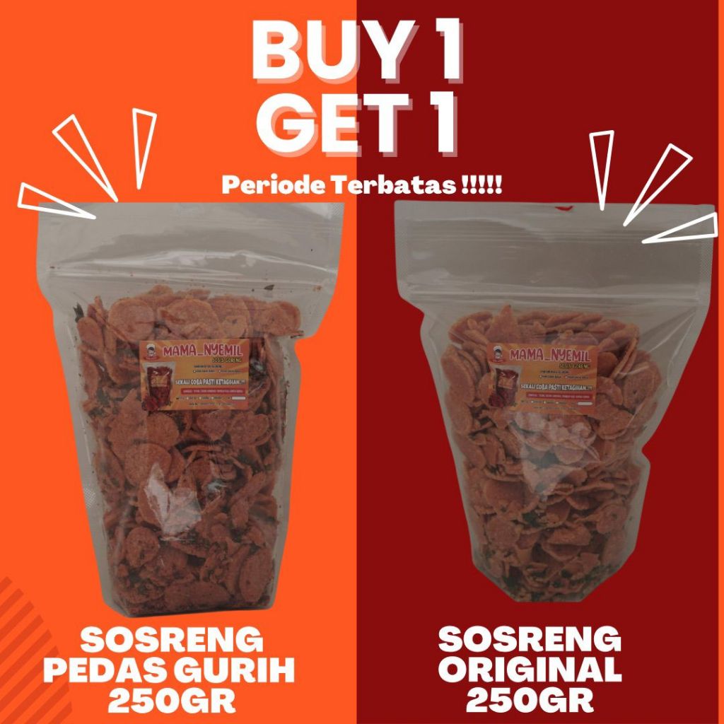 

(Buy 1 Get 1) Sosreng Original Daun Jeruk 250gr Gratis Sosreng Pedas daun Jeruk 250gr, Cemilan enak.