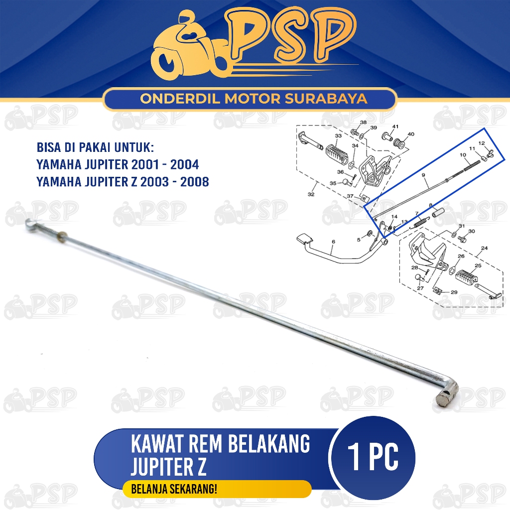 Kawat Rem Belakang Jupiter Z - Tiang Tarikan Stick Rim Mur Per Brake Yamaha Jupiter Burhan