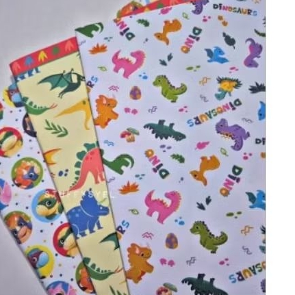 

kertas kado doff uk 50 x64 cm motif dino dinosaurus
