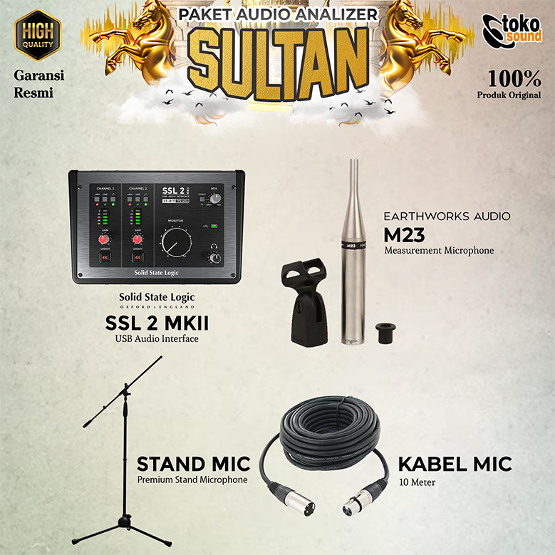 PAKET RTA ANALYZER SULTAN - EARTHWORKS MIC - SSL 2 MKII USB AUDIO INTERFACE