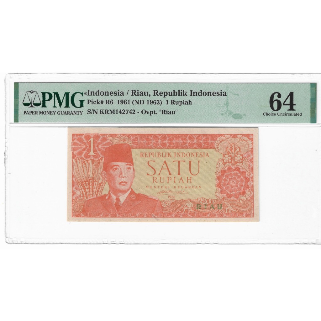 Uang Kuno 1 Rupiah Soekarno RIAU PMG